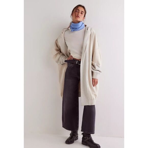 Free People We The Free Carissa Cardi Hoodie Top Oversized longline M NEW 284290 - Picture 1 of 14